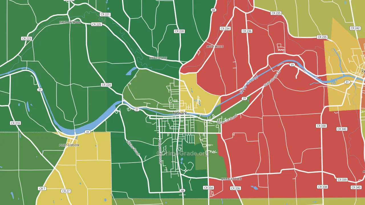 Newark, NY Map of Murder Rates