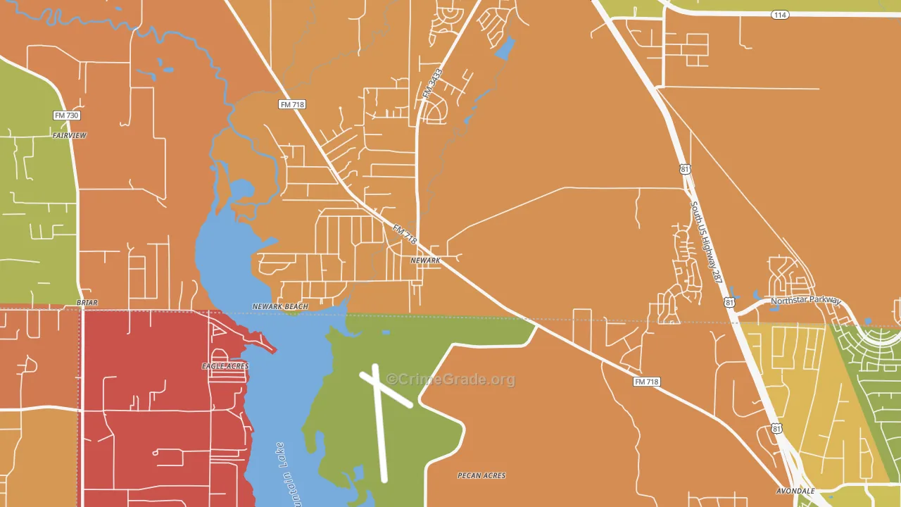 Newark, TX Map of Murder Rates
