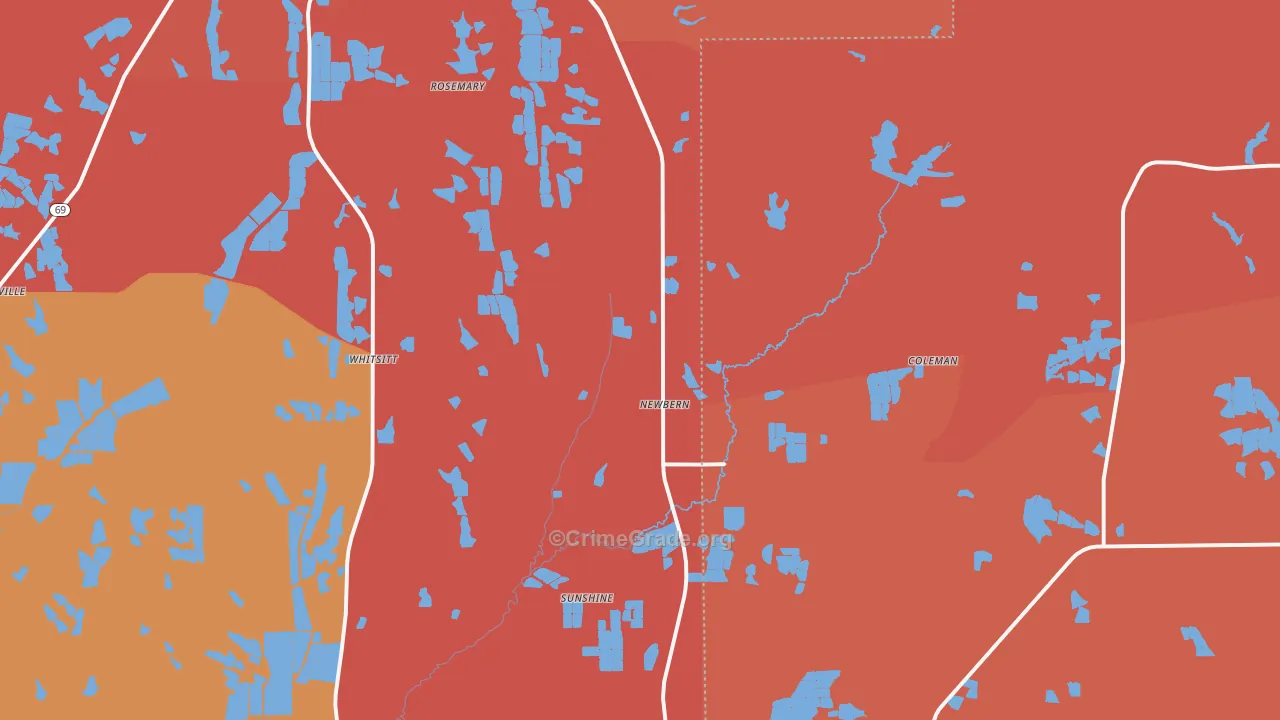 Newbern, AL Map of Murder Rates