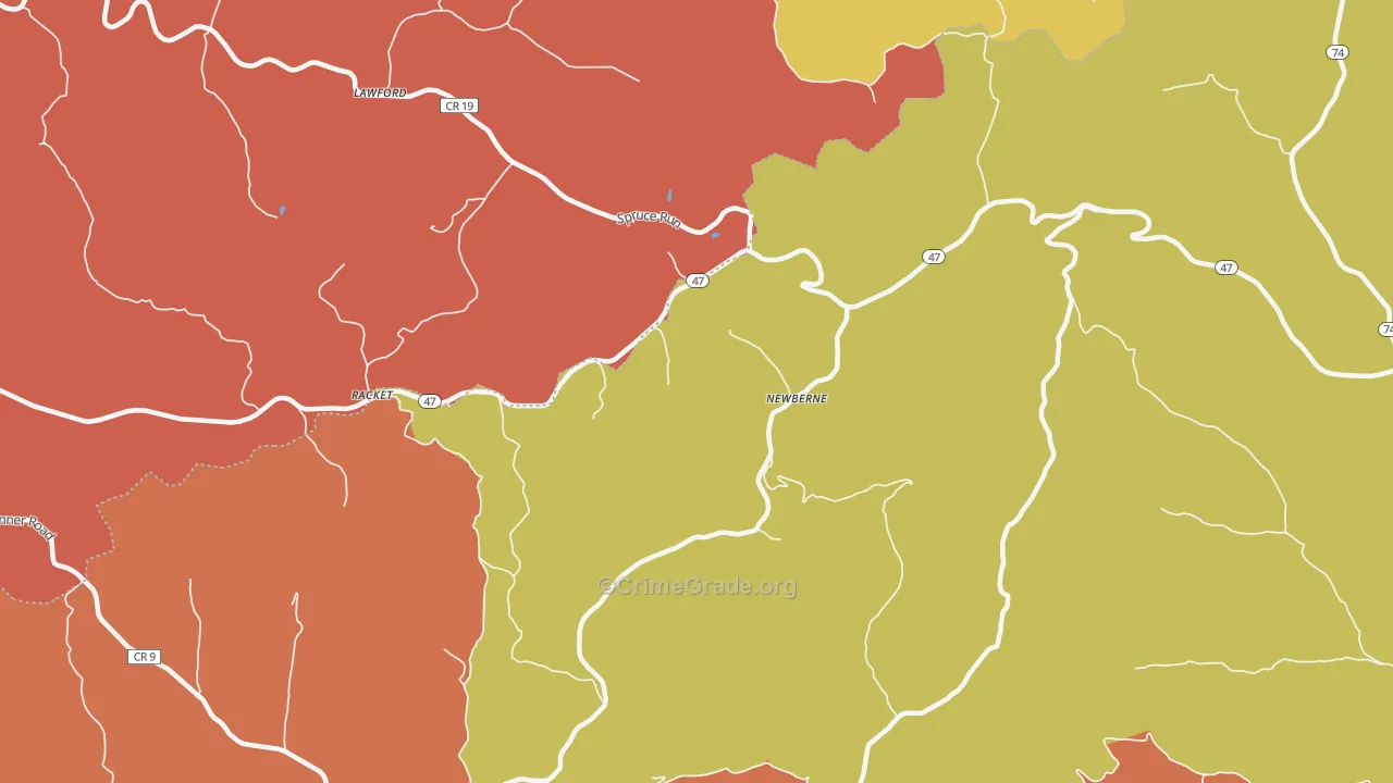 Newberne, WV Map of Murder Rates