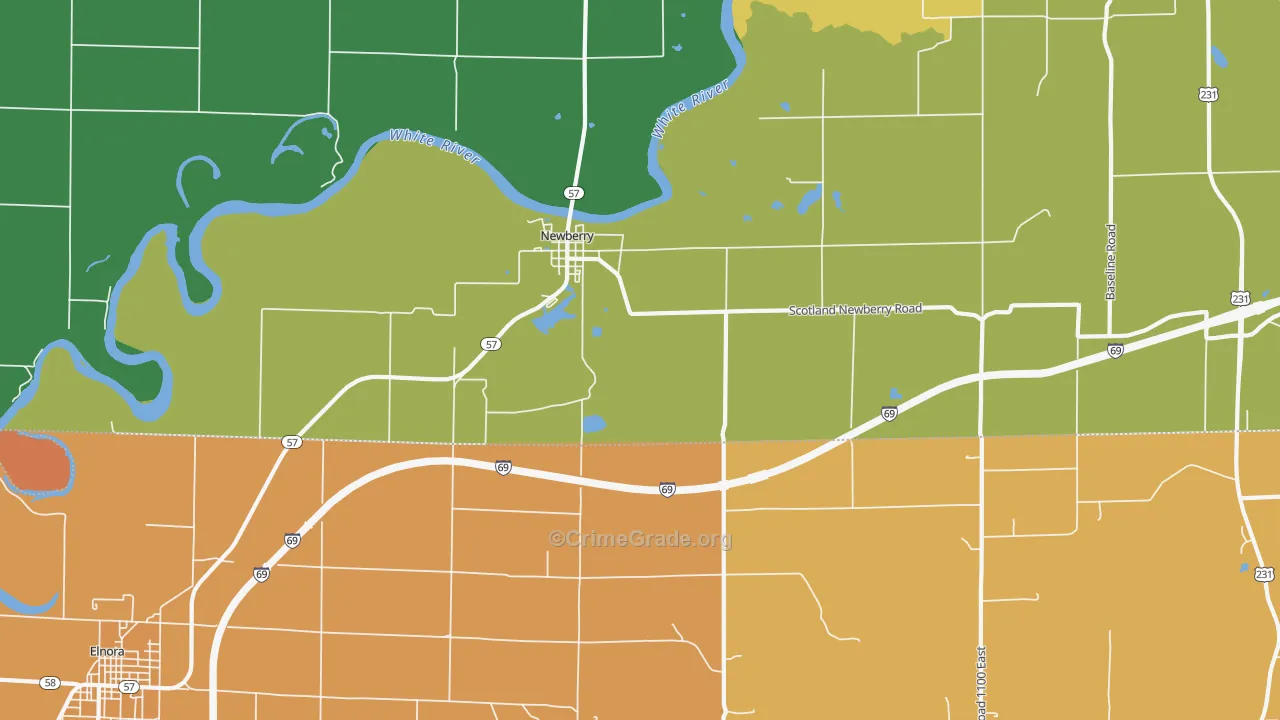 Newberry, IN Map of Murder Rates