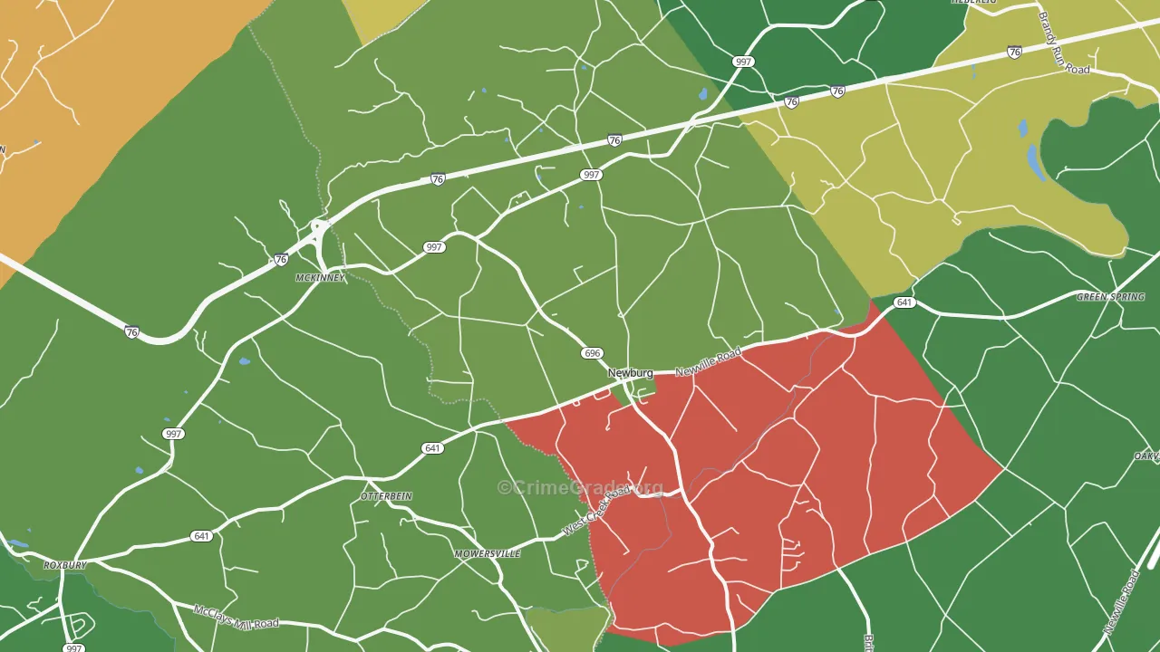 Newburg, PA Map of Murder Rates