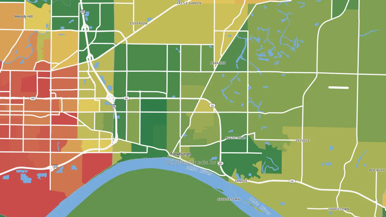Newburgh, IN Map of Murder Rates