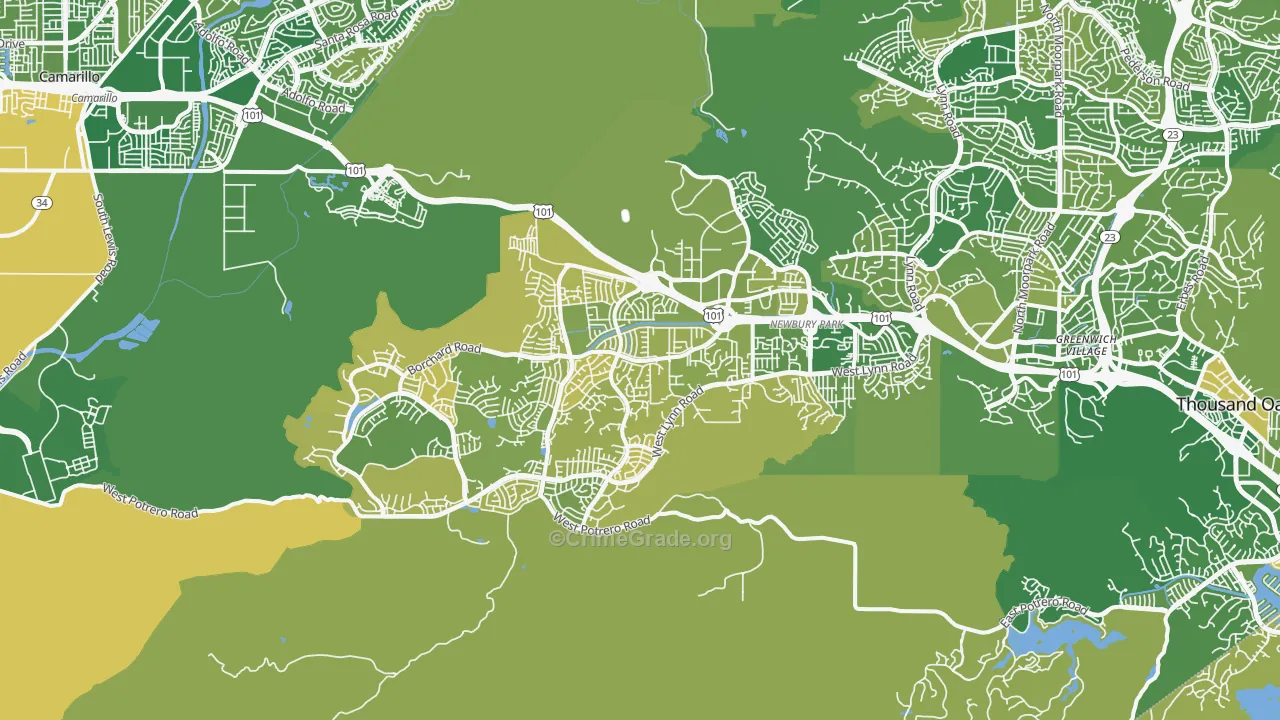 Newbury Park, CA Map of Murder Rates