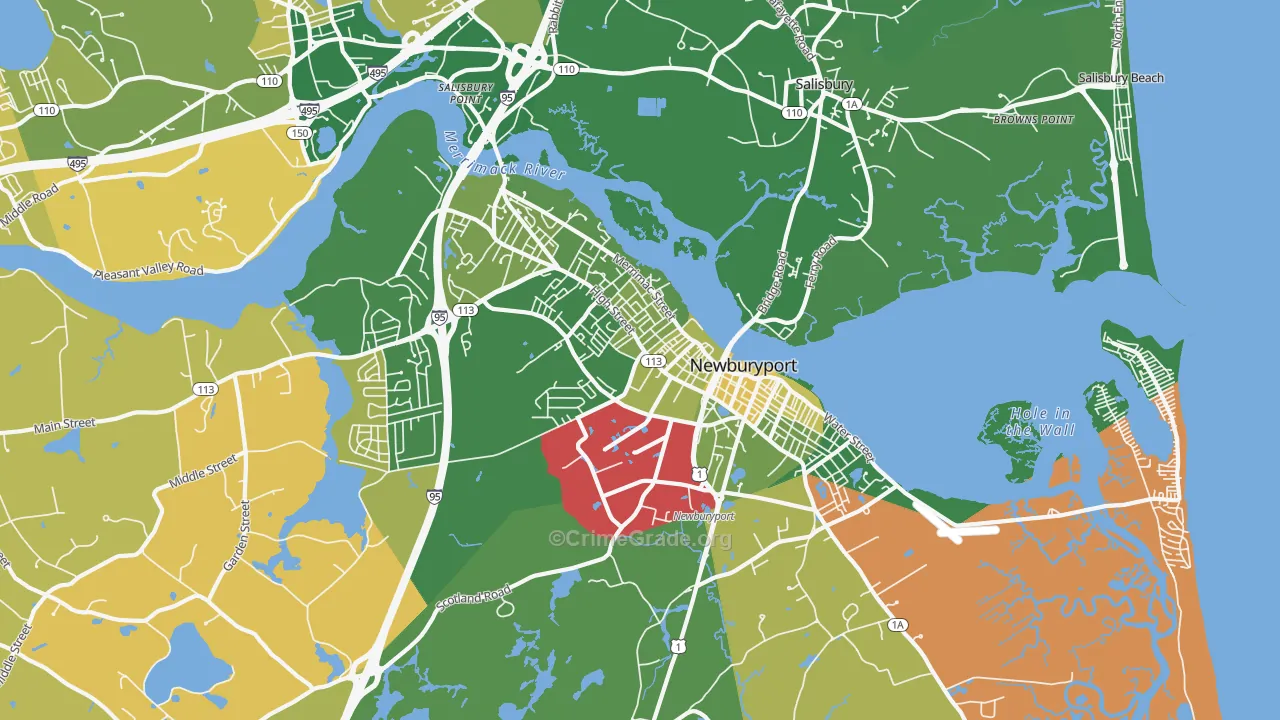 Newburyport, MA Map of Murder Rates