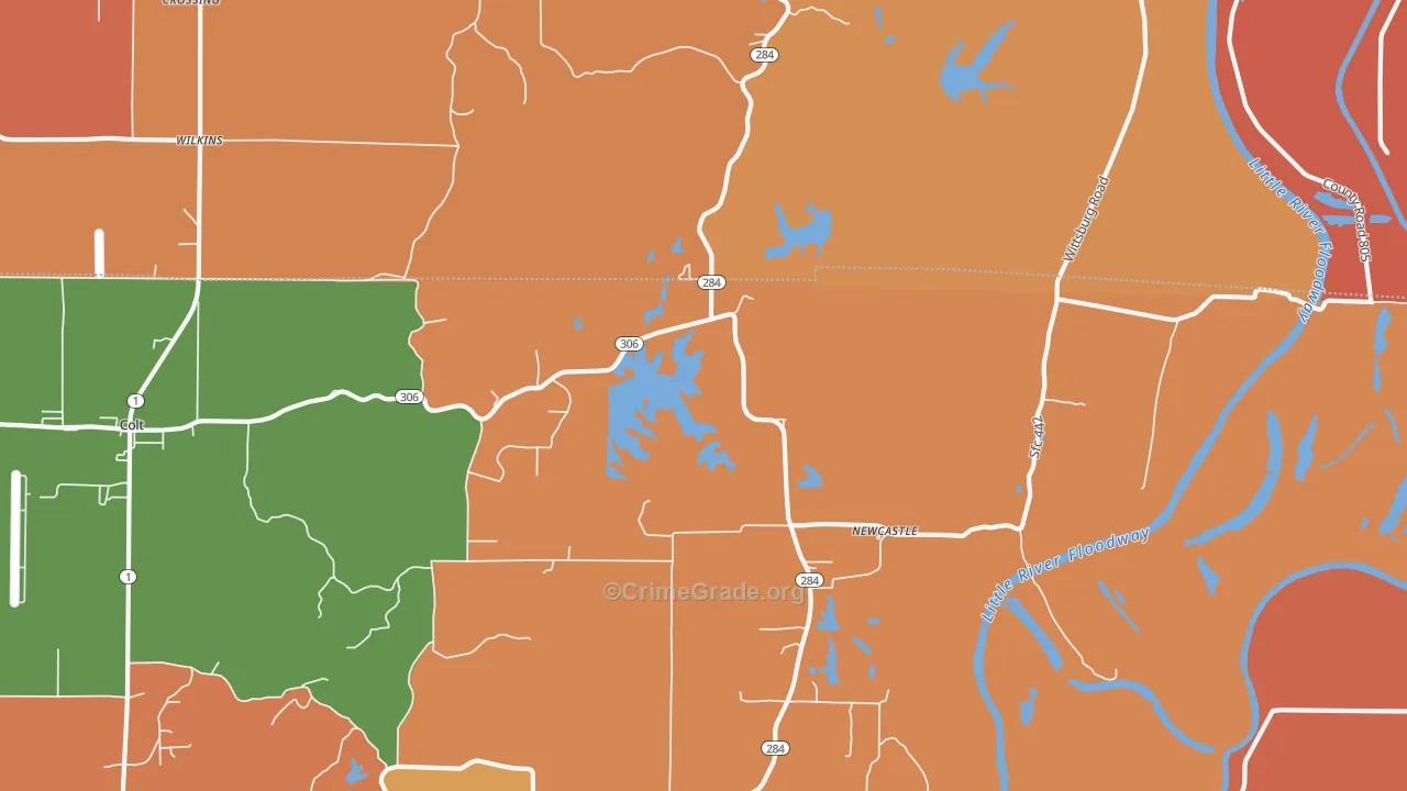 Newcastle, AR Map of Murder Rates