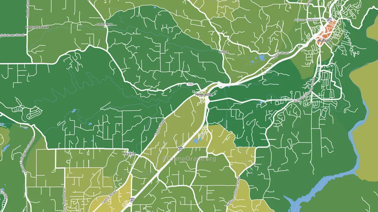 Newcastle, CA Map of Murder Rates