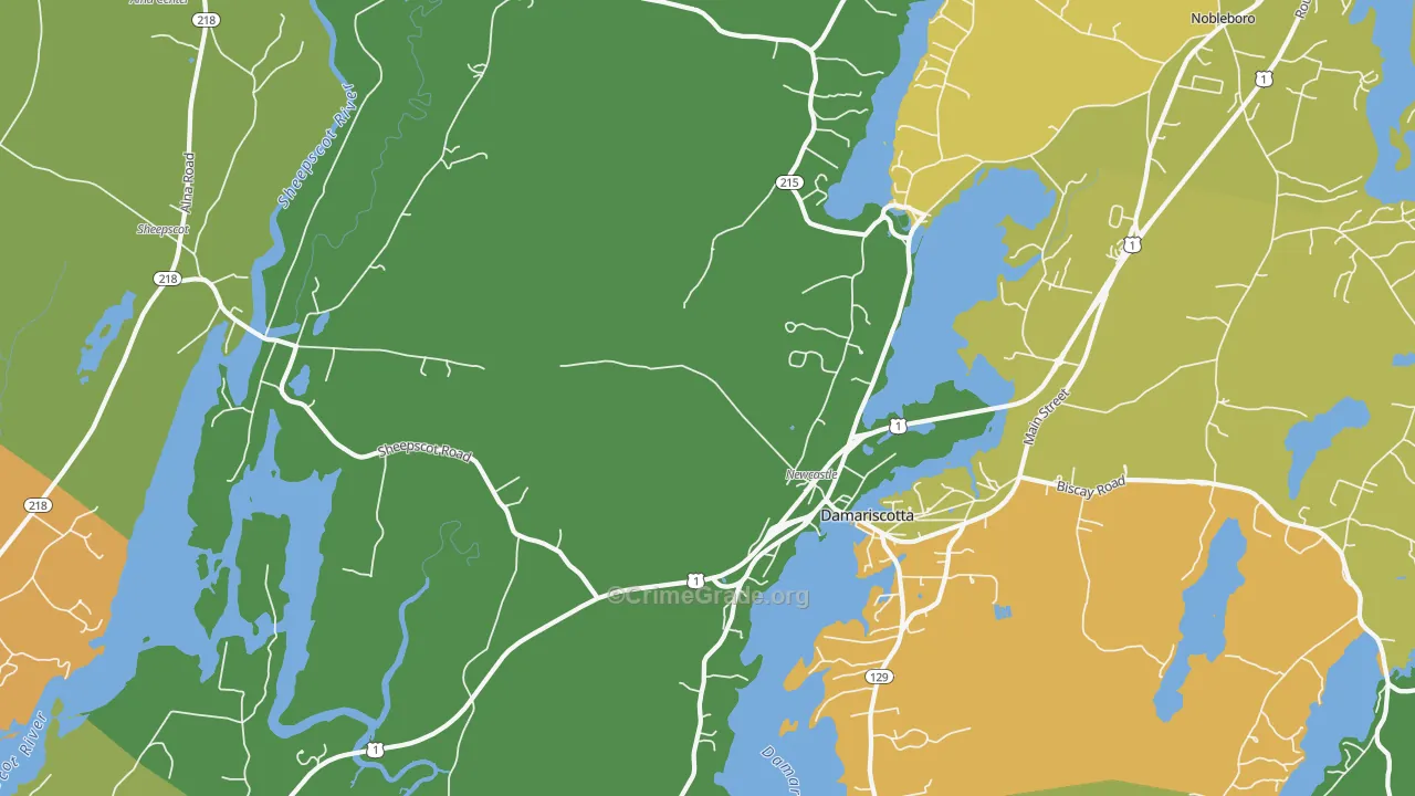 Newcastle, ME Map of Murder Rates