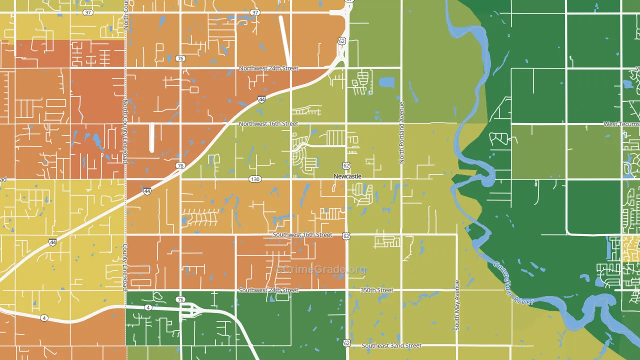 Newcastle, OK Map of Murder Rates