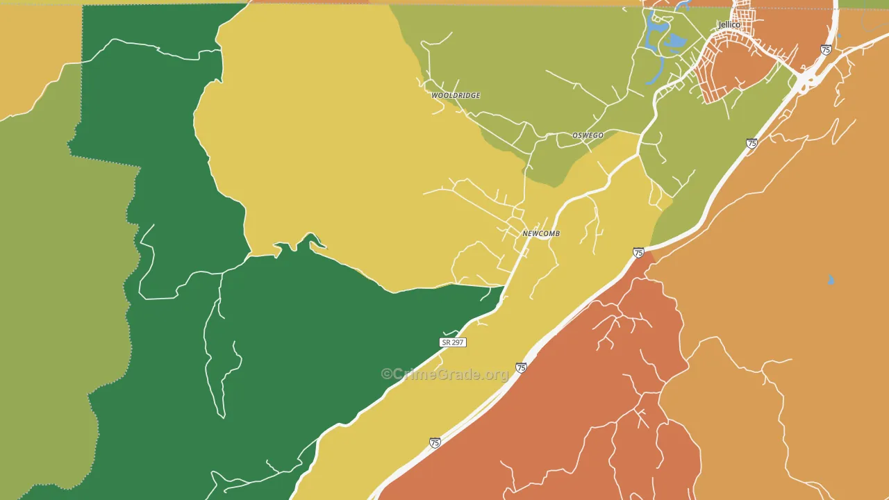 Newcomb, TN Map of Murder Rates