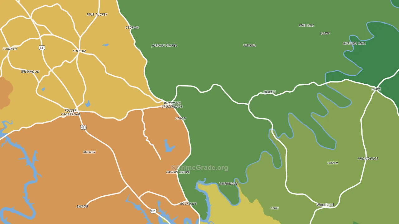 Newell, AL Map of Murder Rates