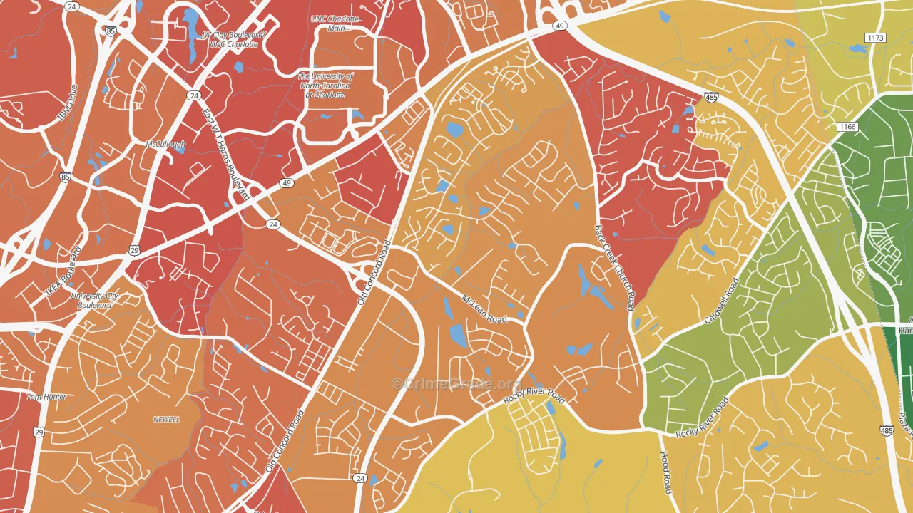 Newell, Charlotte, NC Map of Murder Rates