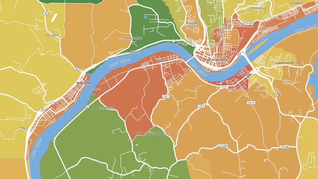 Newell, WV Map of Murder Rates