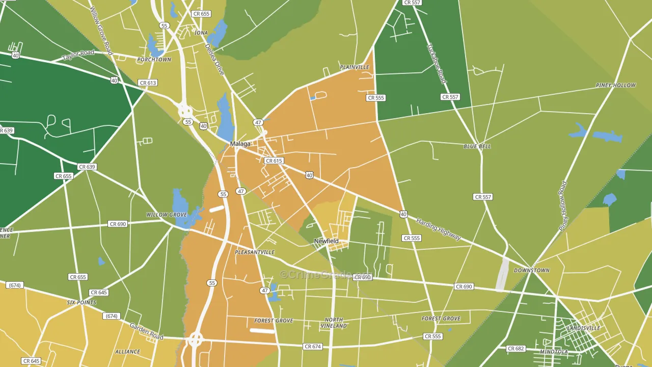 Newfield, NJ Map of Murder Rates
