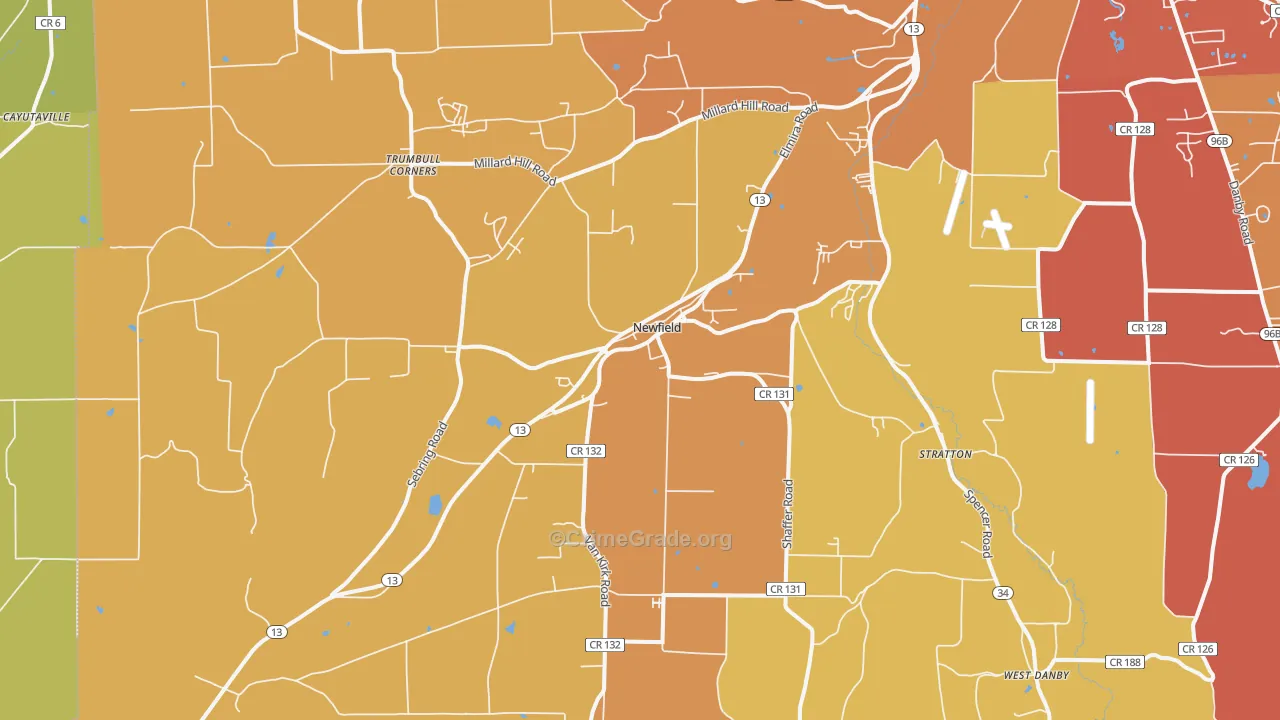 Newfield, NY Map of Murder Rates