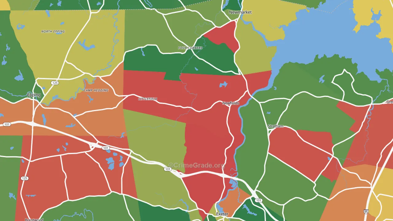 Newfields, NH Map of Murder Rates