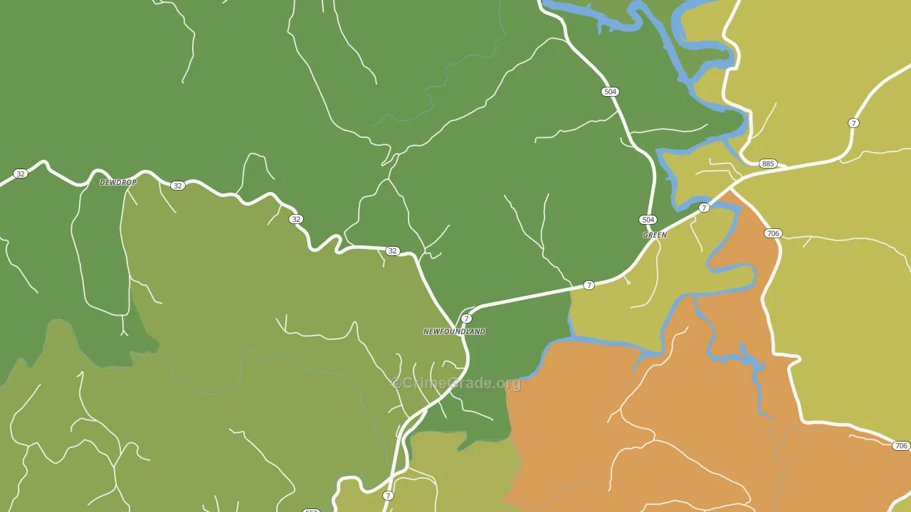 Newfoundland, KY Map of Murder Rates