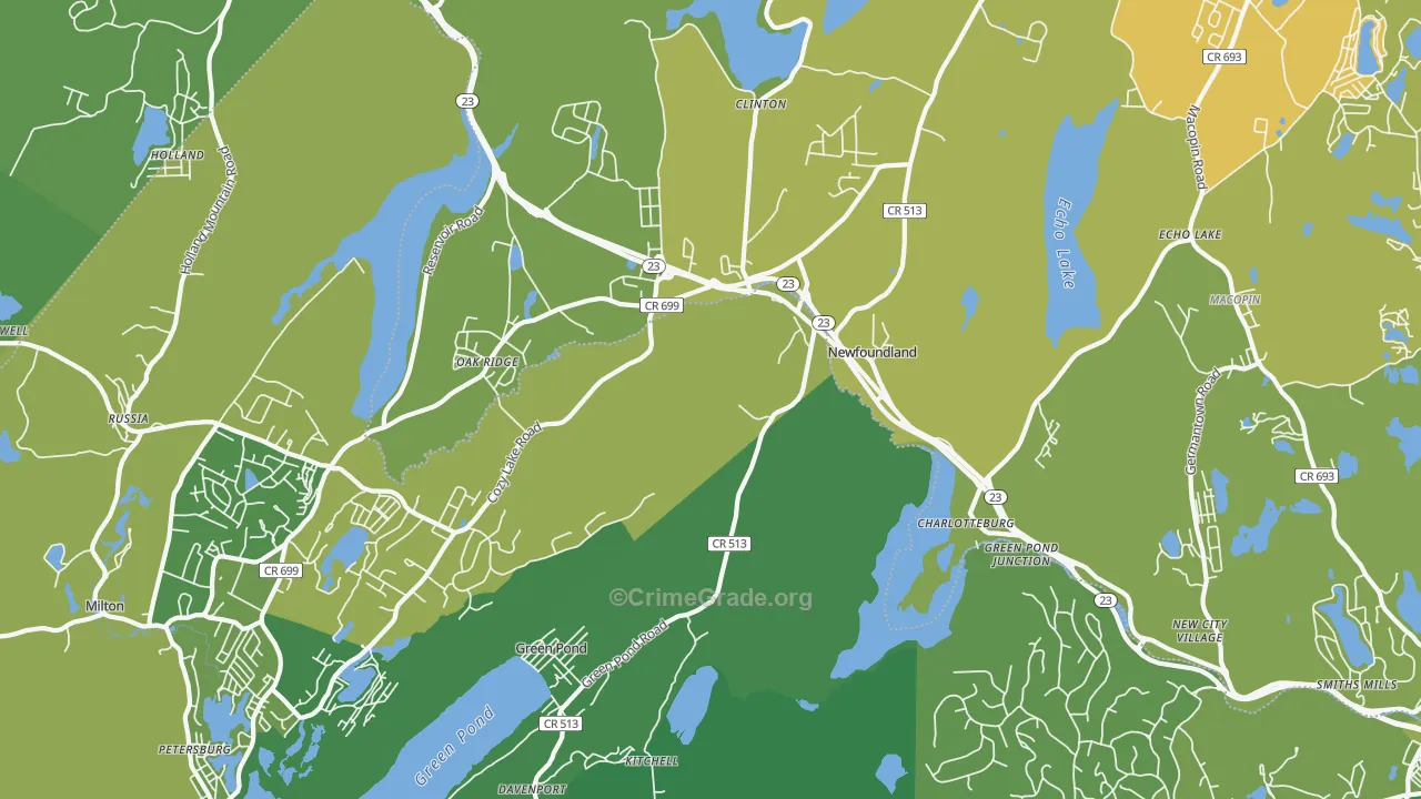 Newfoundland, NJ Map of Murder Rates