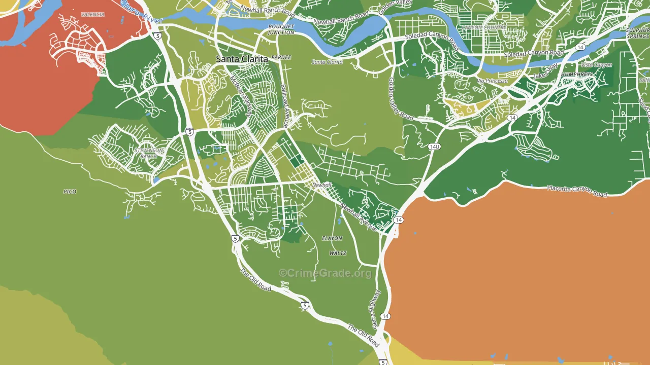 Newhall, CA Map of Murder Rates