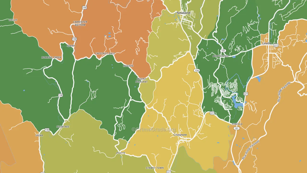 Newland, NC Map of Murder Rates