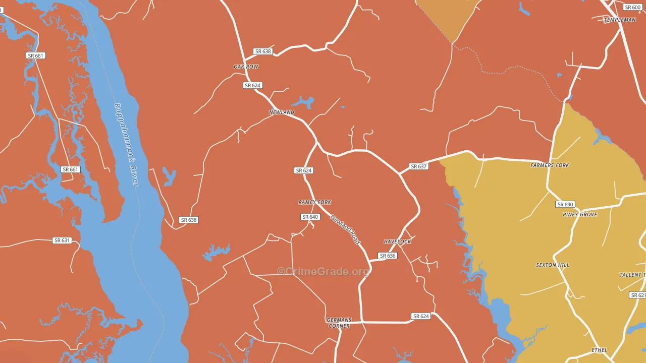 Newland, VA Map of Murder Rates