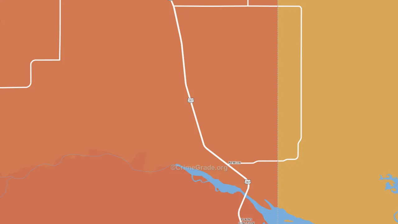 Newlin, TX Map of Murder Rates