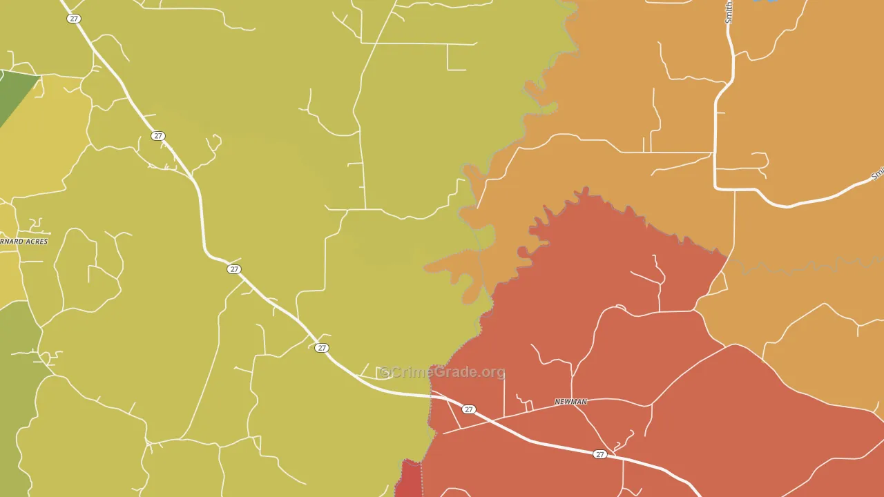 Newman, MS Map of Murder Rates
