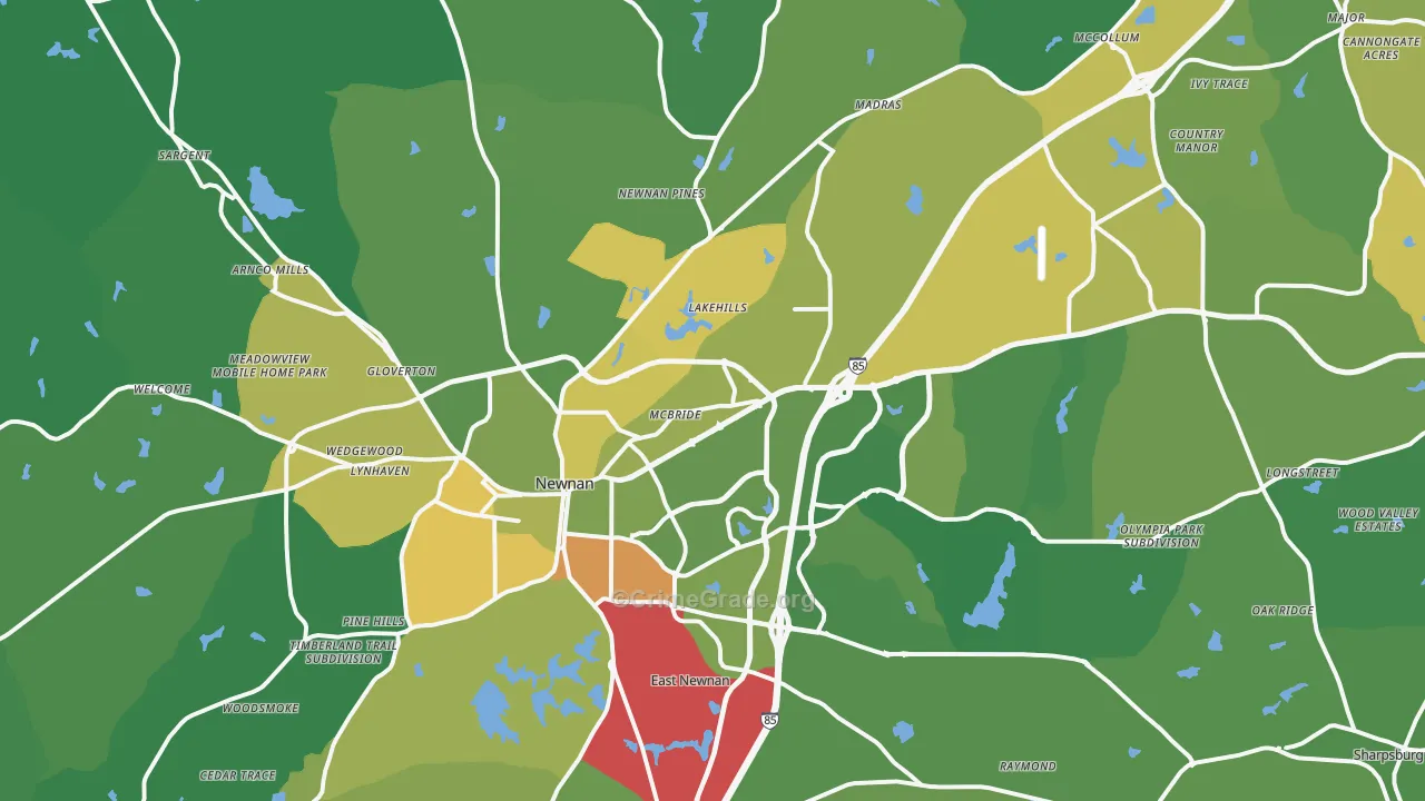 Newnan, GA Map of Murder Rates