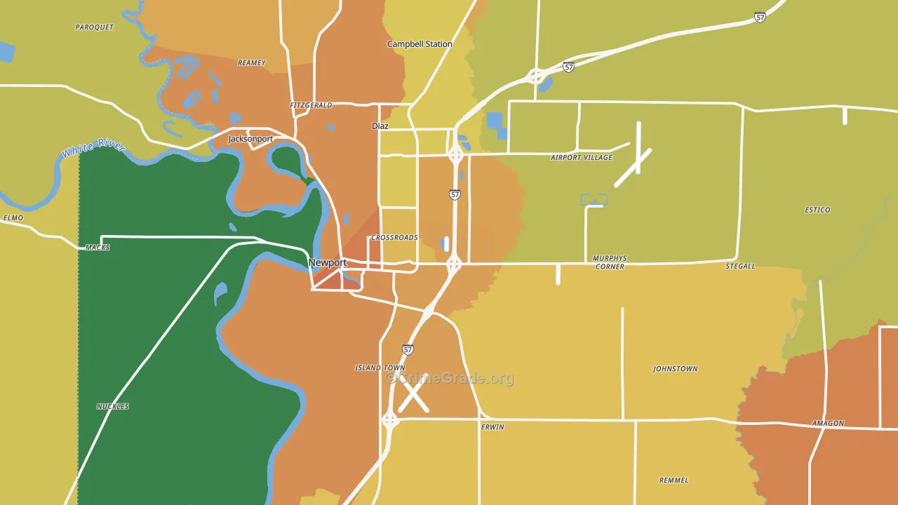 Newport, AR Map of Murder Rates