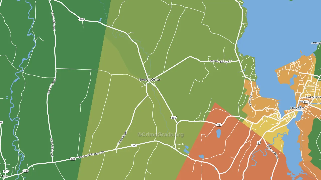 Newport Center, VT Map of Murder Rates
