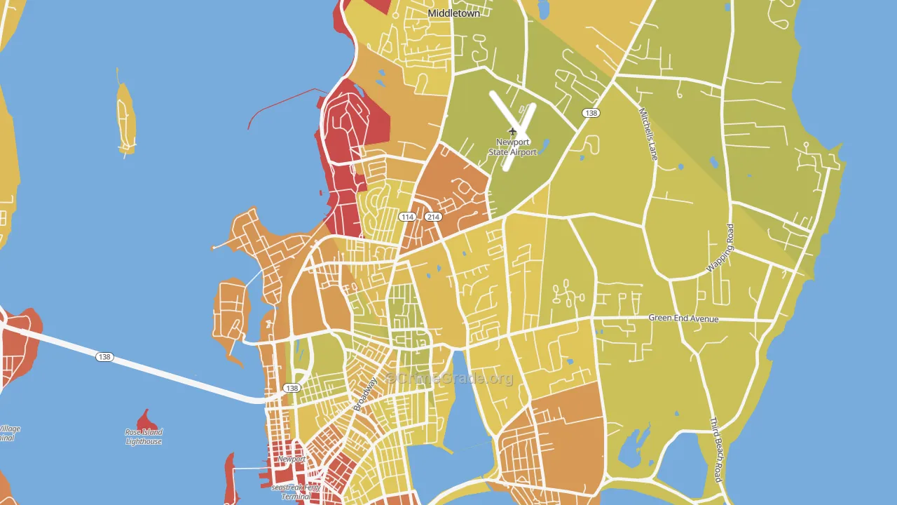 Newport East, RI Map of Murder Rates