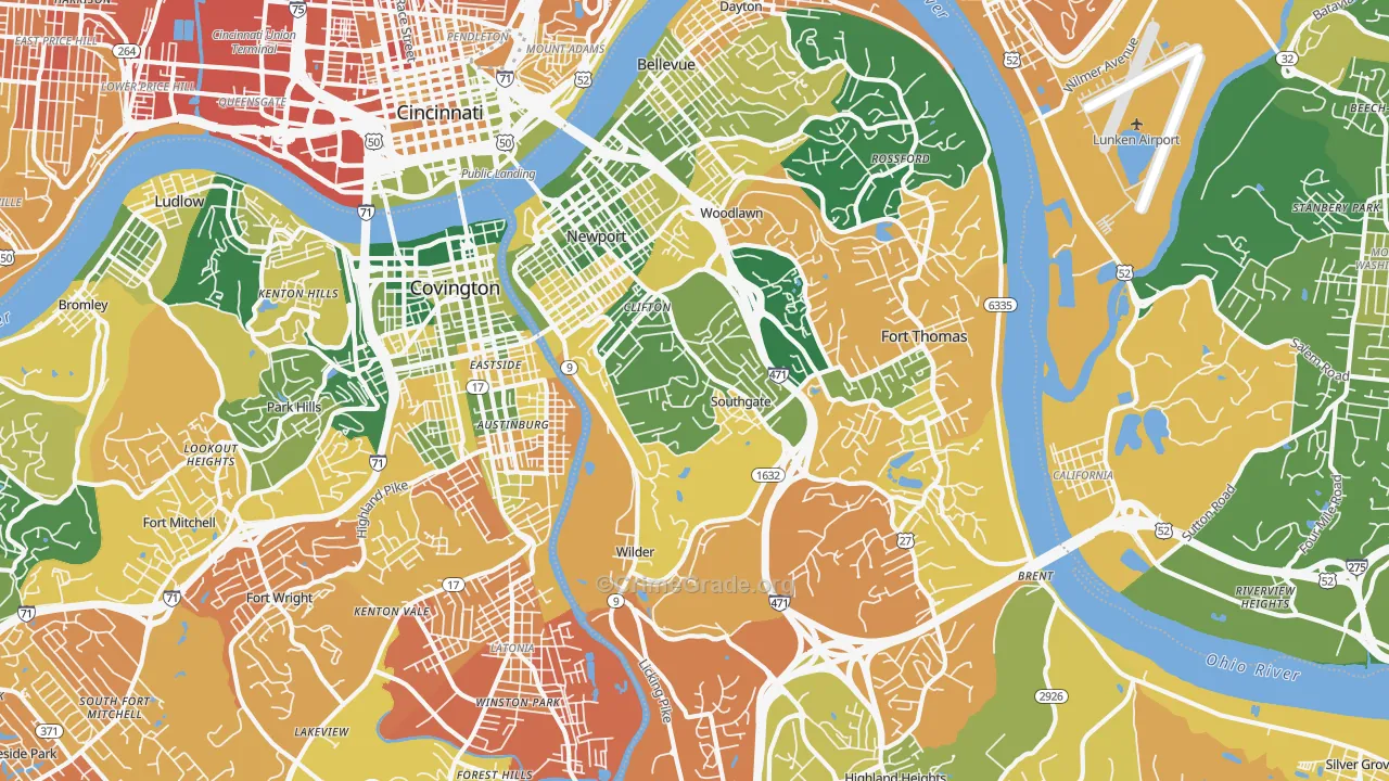 Newport, KY Map of Murder Rates