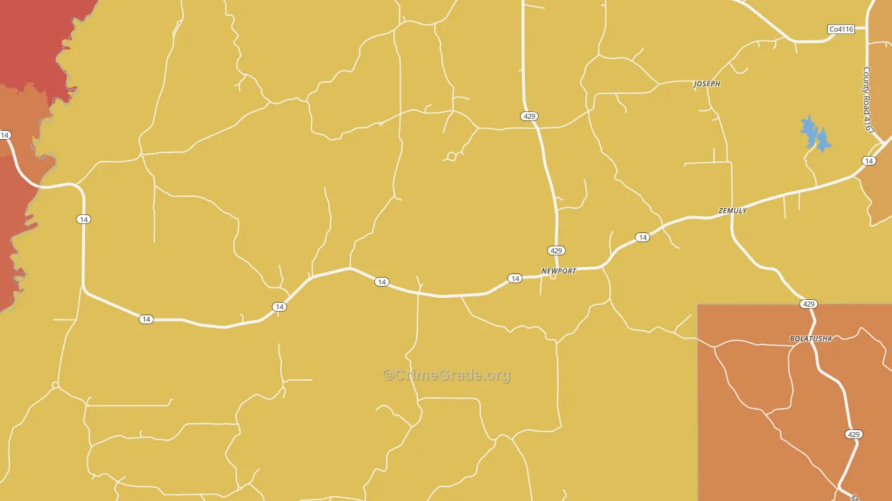 Newport, MS Map of Murder Rates