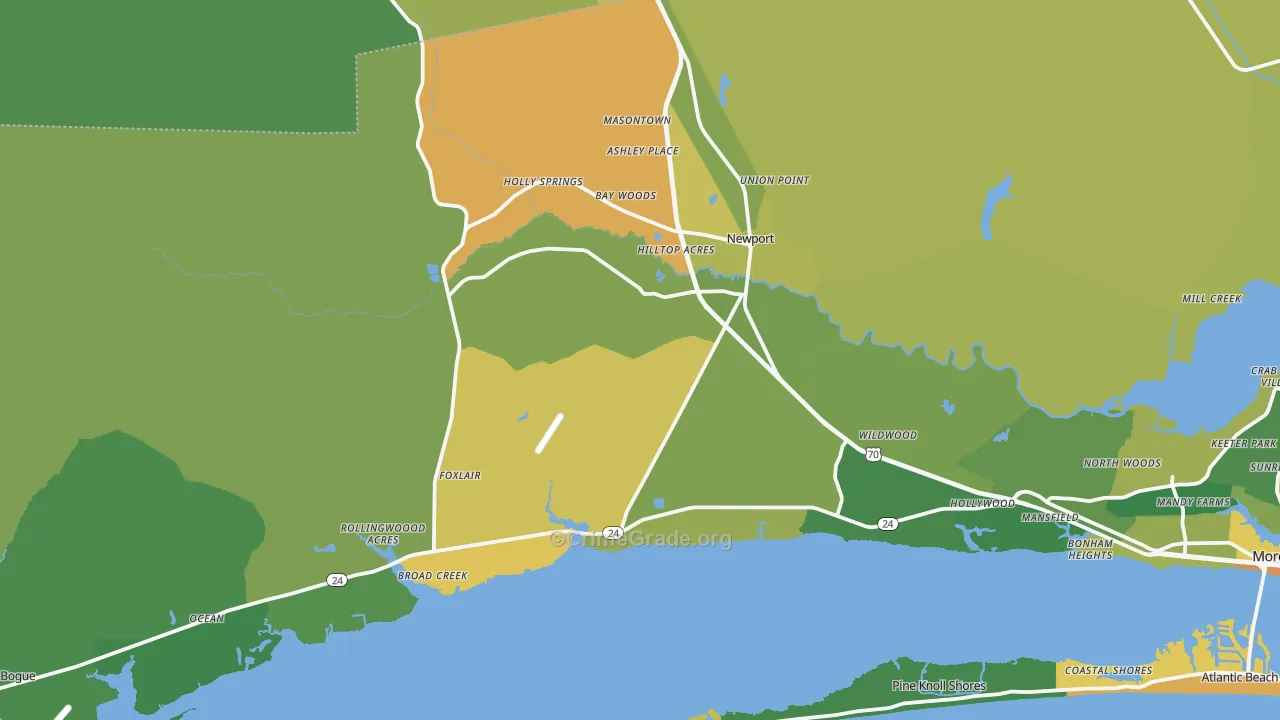 Newport, NC Map of Murder Rates