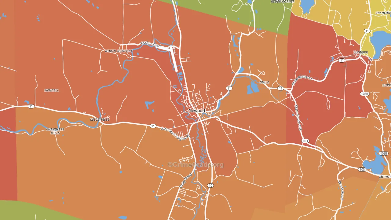 Newport, NH Map of Murder Rates