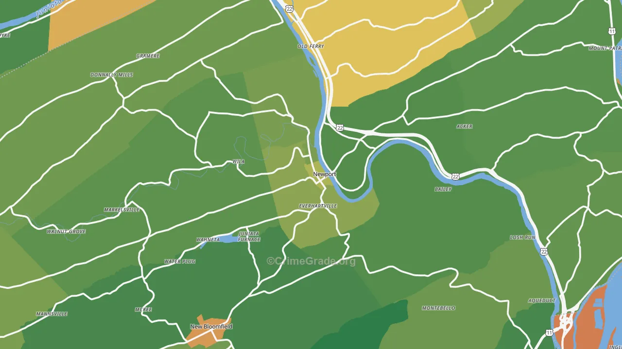 Newport, PA Map of Murder Rates