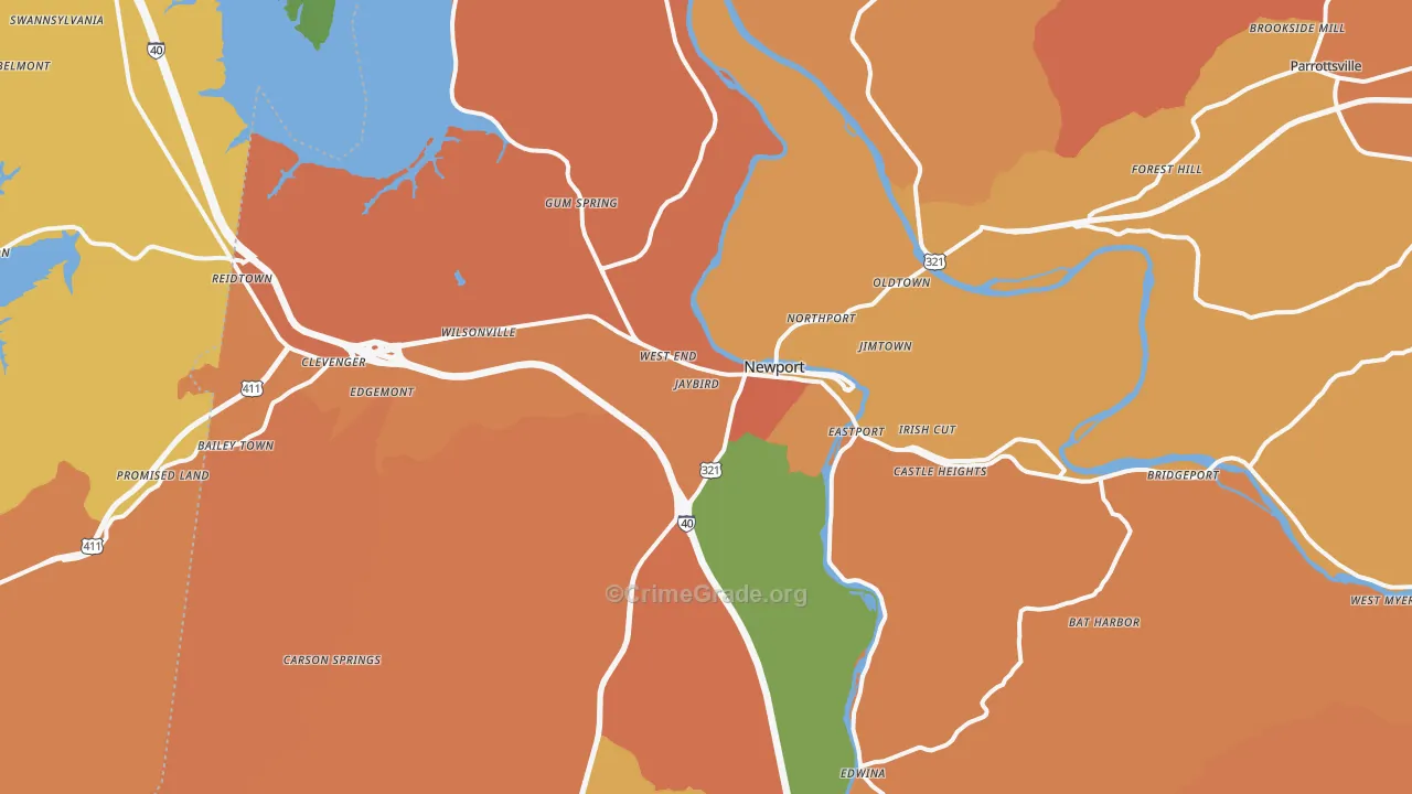 Newport, TN Map of Murder Rates
