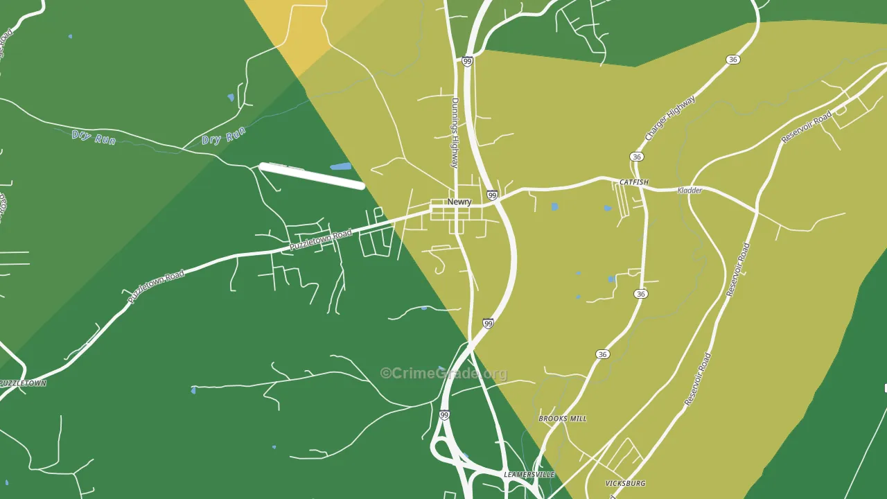 Newry, PA Map of Murder Rates