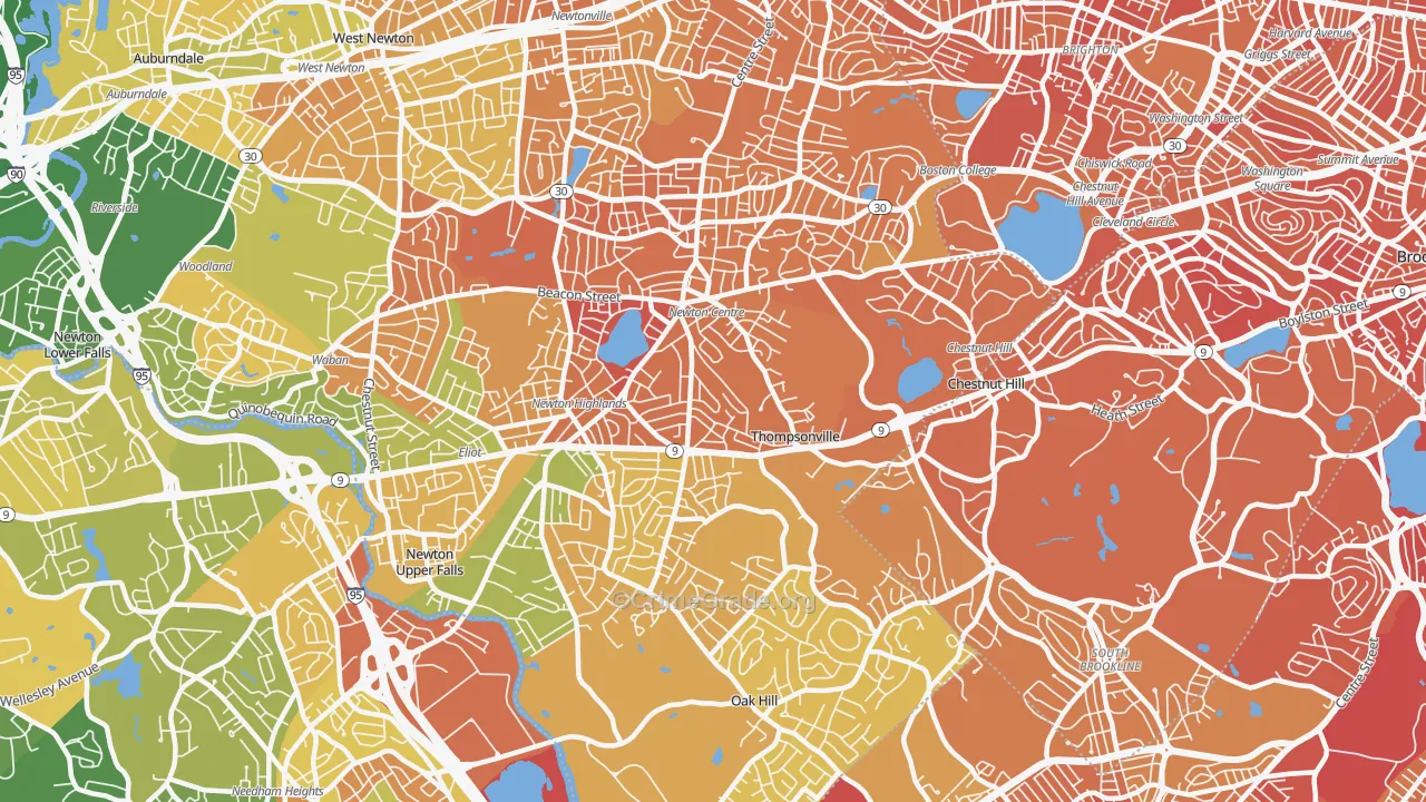 Newton Center, MA Map of Murder Rates