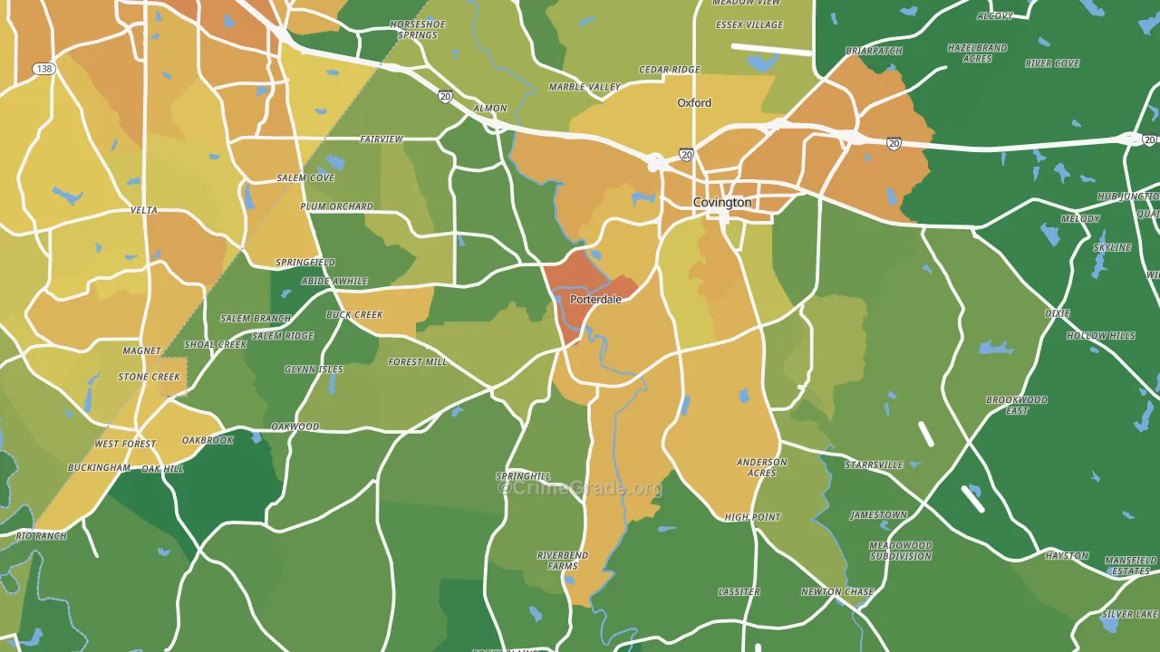 Newton County, GA Map of Murder Rates