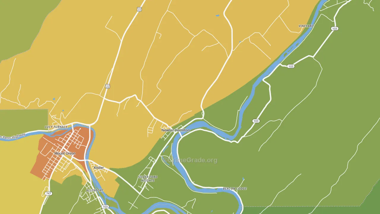 Newton Hamilton, PA Map of Murder Rates