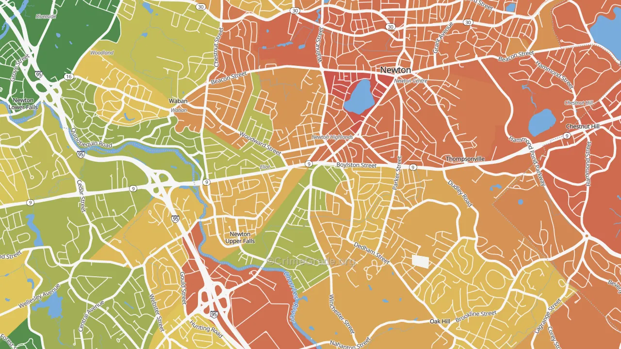 Newton Highlands, MA Map of Murder Rates