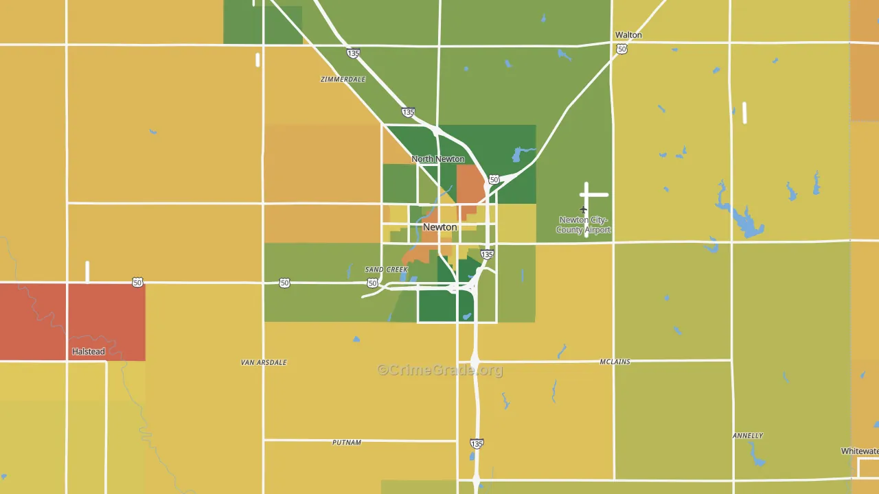 Newton, KS Map of Murder Rates