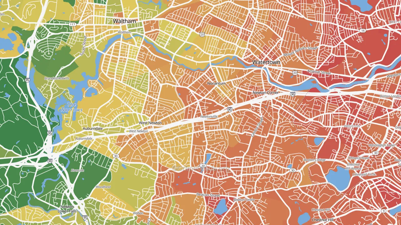 Newton, MA Map of Murder Rates