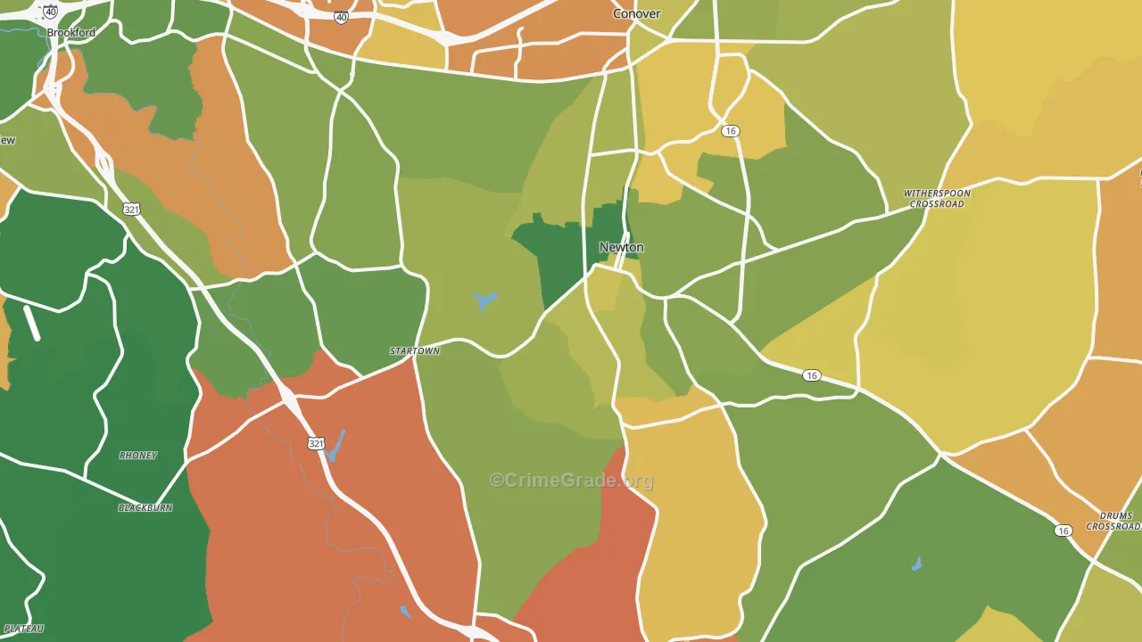 Newton, NC Map of Murder Rates
