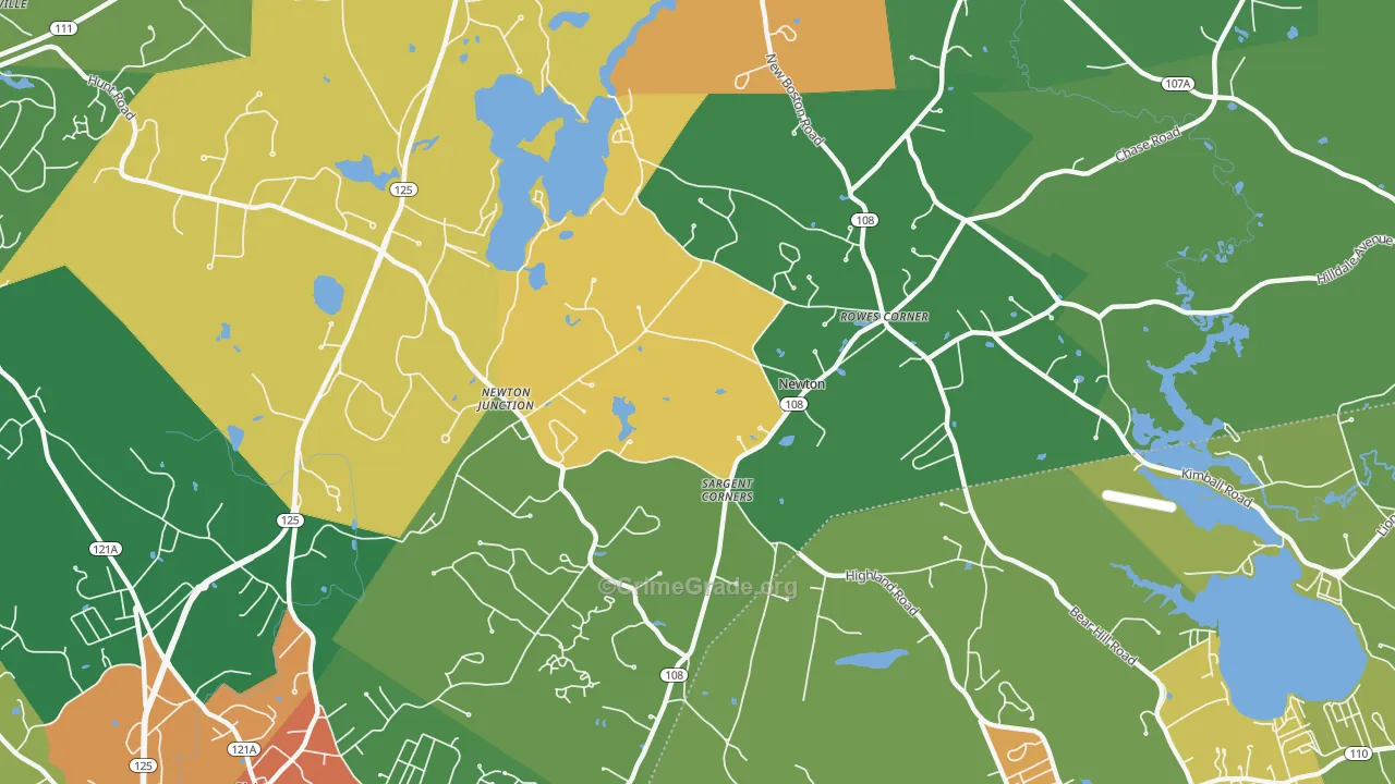 Newton, NH Map of Murder Rates
