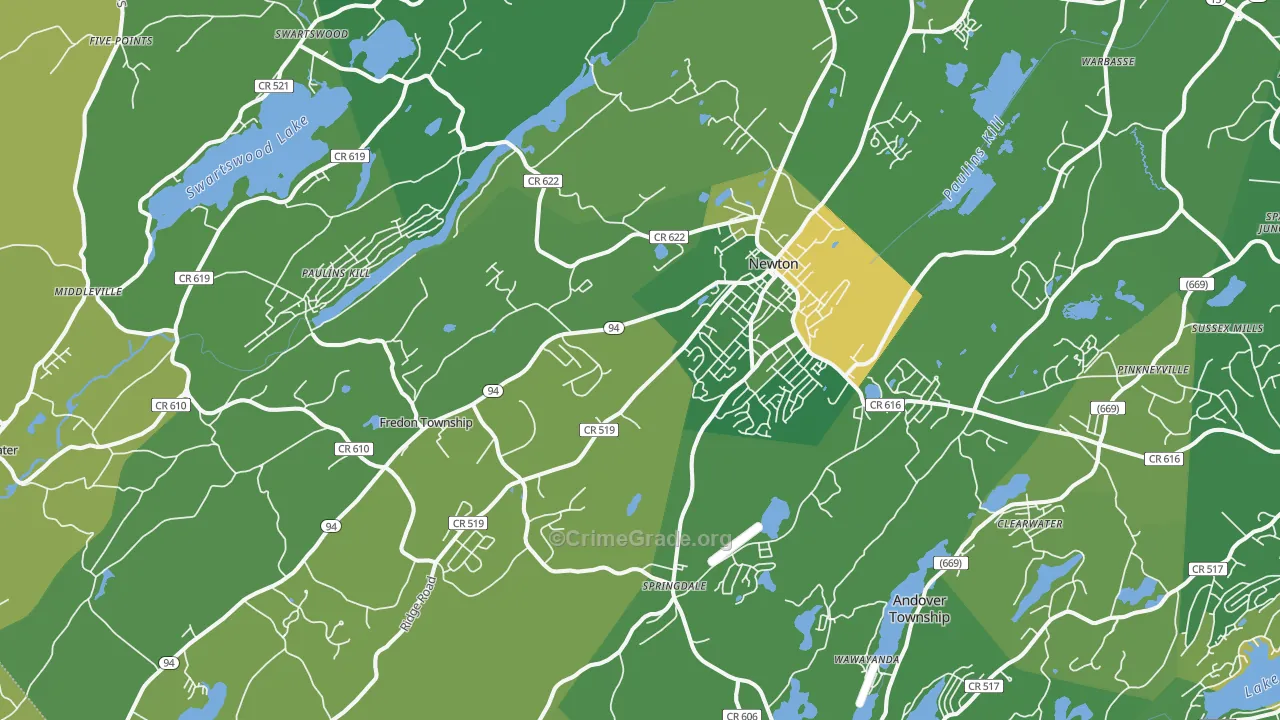 Newton, NJ Map of Murder Rates