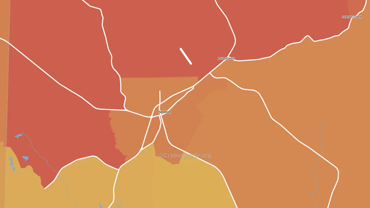 Newton, TX Map of Murder Rates