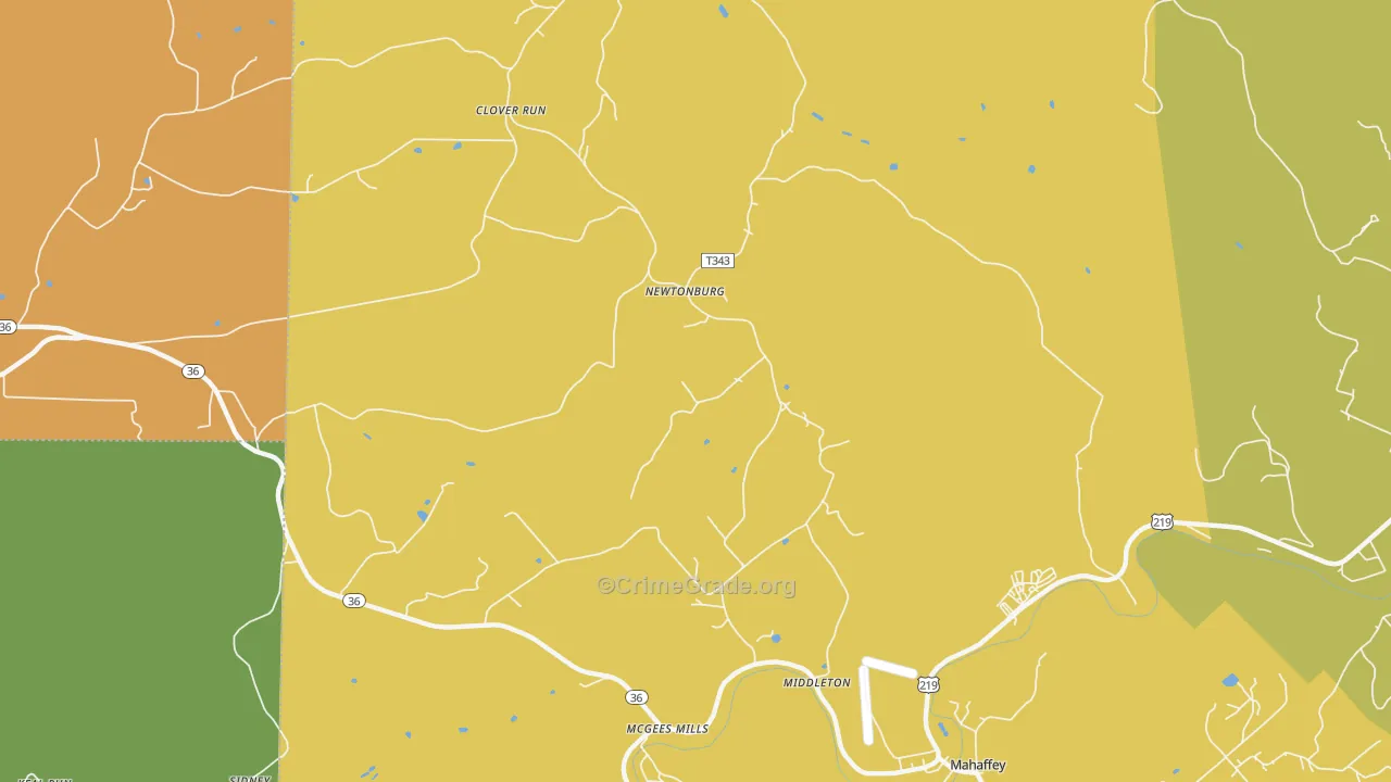 Newtonburg, PA Map of Murder Rates