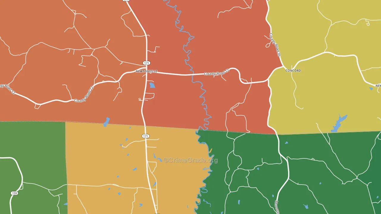 Newtonville, AL Map of Murder Rates